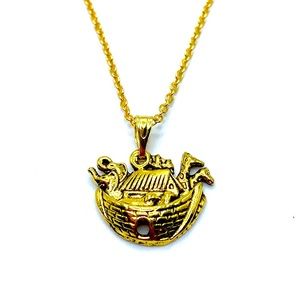 Noah’s Ark Necklace Bible Story Gold Tone